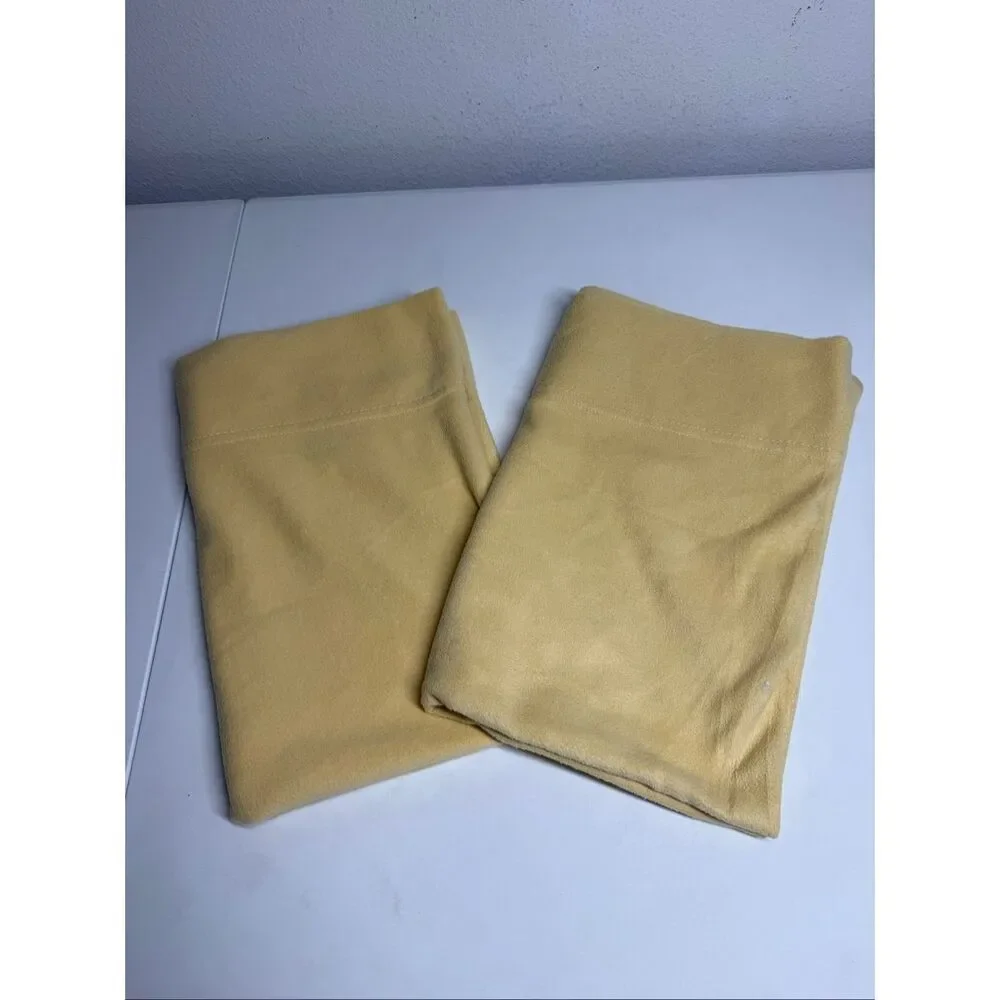 Vintage Berkshire Polar Fleece STANDARD  Fleece Pillowcases Set 2 Yellow Tan